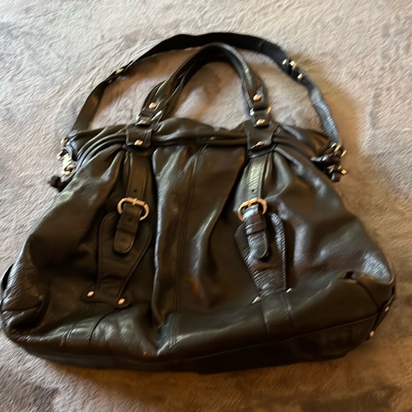Sabrina New York Drawstring VINTAGE LEATHER SATCHEL SHOULDER BAG - Picture 1 of 6